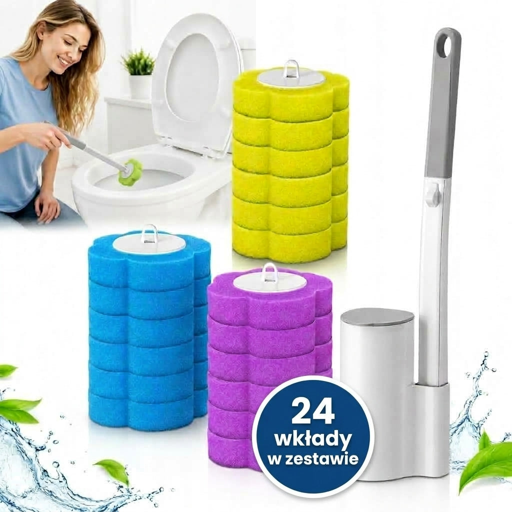 Bezdotykowa szczotka do WC + 24 wkłady